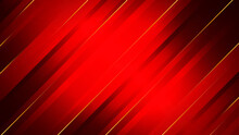 Abstract Red Background With Gold Stripes. Design Template For Brochures, Flyers, Magazine