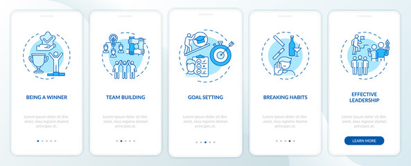 Wall Mural - motivational content types onboarding mobile app page screen with concepts. learning to break habits