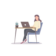 Sticker - Office work concept. A person works in the office. Colored flat vector illustration. Isolated on white background.