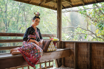 Wall Mural - Beautiful Thai woman wearing Thai traditional clothing.