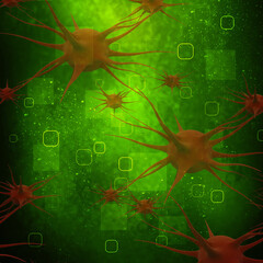 Wall Mural - 3d rendering Virus bacteria cells background