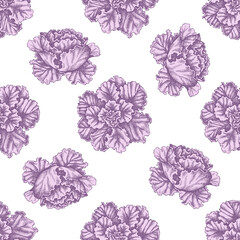 Wall Mural - Seamless pattern with hand drawn pastel decorative cabbage