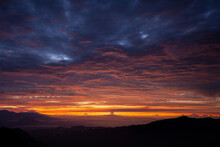 Asia Java Landscape View Sunrise Fog Clouds Sky