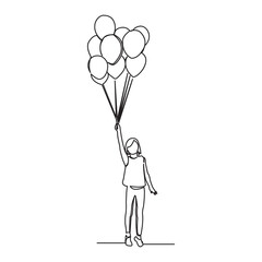 Wall Mural - girl with balloons