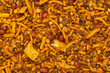 Close-up of spicy Ratlami mixture Indian namkeen (snacks) Full-Frame Background. Top View