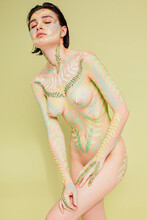 Young Woman With Nature Inspired Body Art