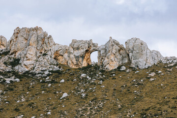 Wall Mural - Aerial photography of basaltic mountains and clouds along the Yunnan-Tibet route