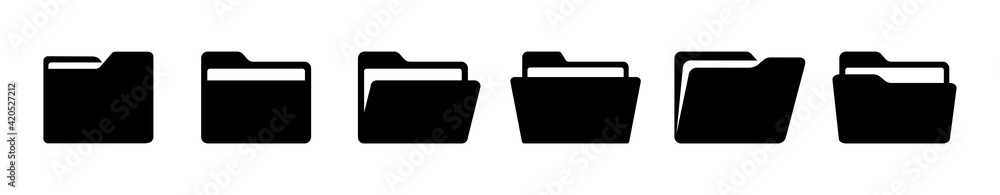 Flat folder icon set vector illustration Stock Vector | Adobe Stock