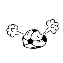 Deflated Soccer Ball Icon . Clipart Image Isolated On White Background