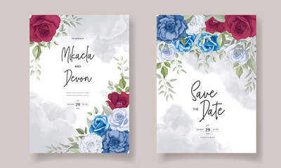 Wall Mural - Elegant wedding invitation card with beautiful flower decoration