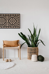 Natural interior design with handmade decoration