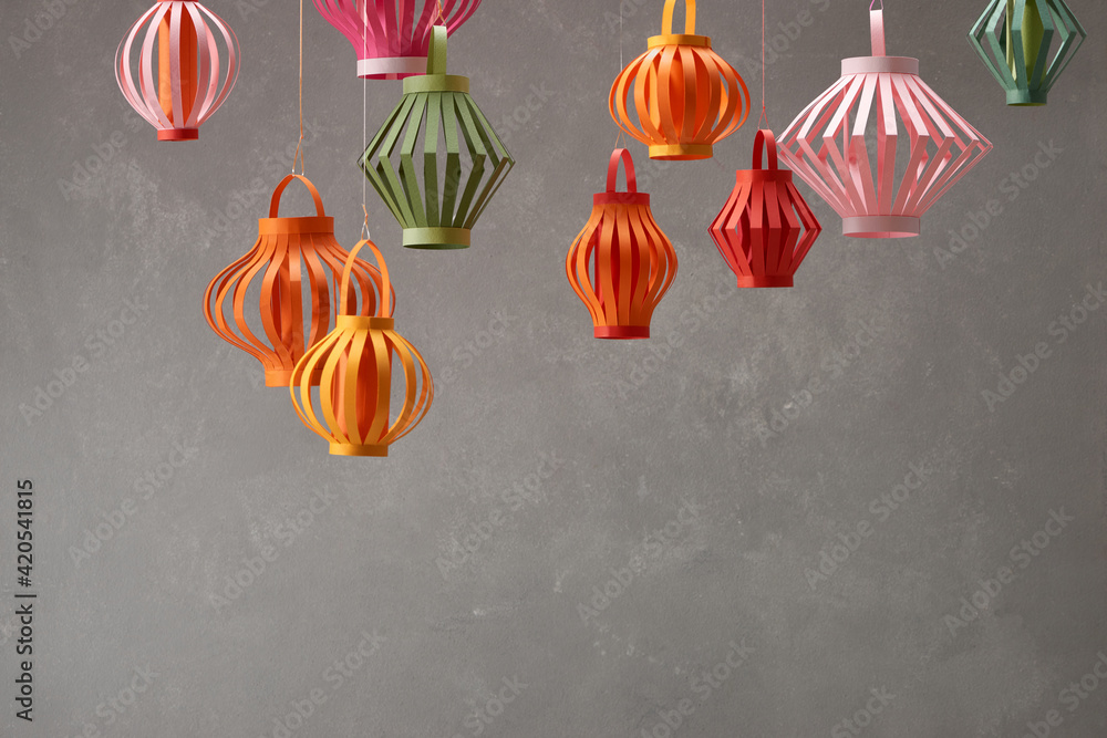 Mid Autumn Lantern Festival background with paper lantern. Stock Photo ...
