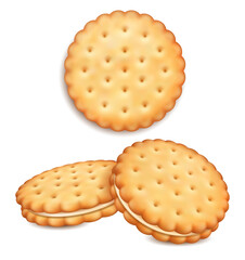 Poster - Realistic Detailed 3d Sandwich Cookies Set. Vector