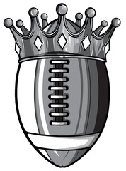 Sticker - monochromatic An illustration of an American football ball wearing a golden crown. vector