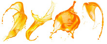 Collection Of Yellow Paint Splash Isolated On A White Background