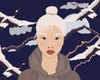© Danil Nevsky/Stocksy - Blond Asian woman against mountains and birds
