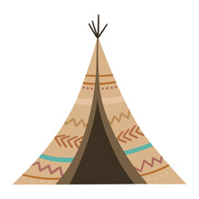 Vector Boho Wigwam. Bohemian Teepee Icon Isolated On White Background. Native American Hut Illustration..
