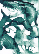 Green Abstract Inky Paintings