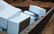 Blue polystyrene for construction site - building.