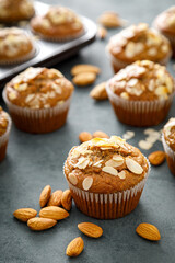 Canvas Print - Healthy gluten free almond muffins with nut slices