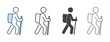 	
Hiking vector icons, hiker icon in different style, vector illustration