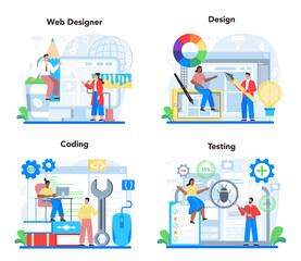 Sticker - web design concept set. presenting content on web pages. website layout,