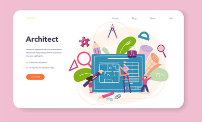 Wall Mural - architecture web banner or landing page. idea of building project