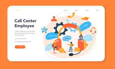 Sticker - call center or technical support web banner or landing page.
