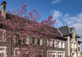 Canvas Print - Allassac (Corrèze, France) - Façade de l'école élémentaire Pierre Maurice Restoueix au printemps