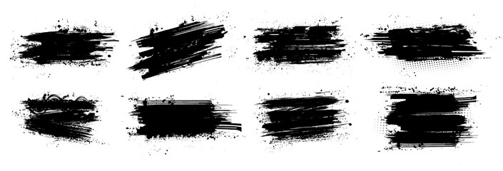 ink brushstroke and paintbrush template with splashes grunge. vector set black ink brush stroke. dir
