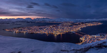 Tromso in northern Norway after dark