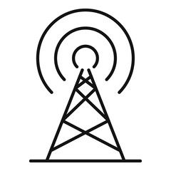 Sticker - Radio metal tower icon, outline style