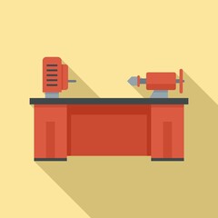 Canvas Print - Lathe machine icon, flat style