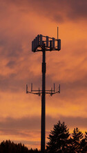 Cell Phone Tower At Sunset