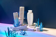 © Maki Company Limited/Stocksy - cosmetic bottle near underwater ruin sea