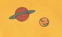 Two Planets Saturn And Jupiter Illustration