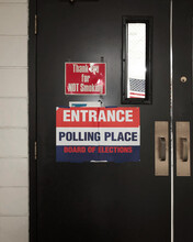 USA Voter Polling Place Door