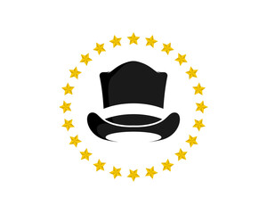 Wall Mural - magician hat in the circular stars logo