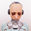 © Don Smith/Stocksy - Tearful sad futuristic cyborg woman