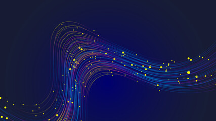 Wall Mural - colorful dynamic wavy lines and particle abstract background