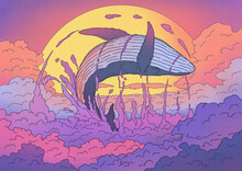 Whale In Clouds Illustration