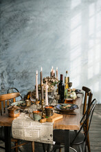 Table Is Served In Rustic Style.