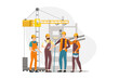 © freeslab - The team of construction workers. Cool character design vector image about construction or maintenance process.