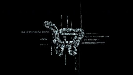Wall Mural - online shopping cart consisting of graphics of numbers and symbols. seamlessly looping digital anima
