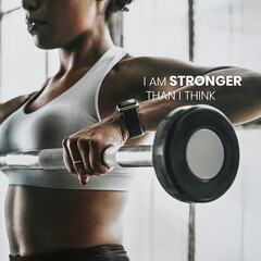 workout motivation with i’m stronger than i think text