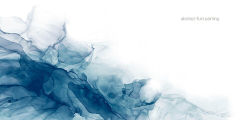 Wall Mural - abstract liquid fluid art painting background alcohol ink technique in teal blue green cool tone col
