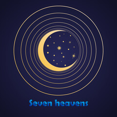Aufkleber - Moon golden color with circle and stars. Abstract background for tattoo or icon.