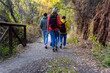 © Bisual Studio/Stocksy - Group of friends Walking On Path In the Woods
