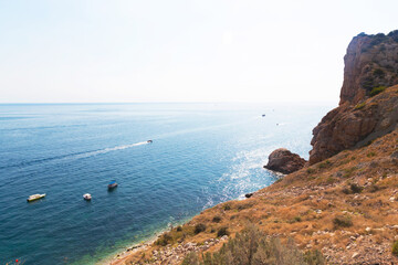 Wall Mural - Beautiful sea landscape with mountains and coniferous trees