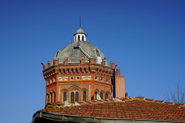 tower of the cathedral of st nicholas, istanbul, red church